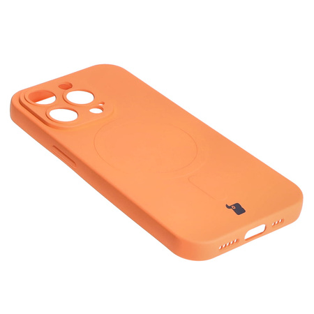 Etui silikonowe z pierścieniem magnetycznym Bizon Case Silicone Magnetic do iPhone 14 Pro, marchewkowe