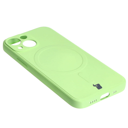 Etui Bizon Case Silicone Magnetic Sq do iPhone 13 Mini, jasnozielone