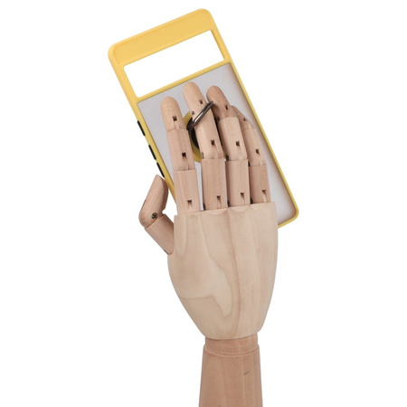 Etui z uchwytem na palec Bizon Case Hybrid Ring do Google Pixel 7 Pro, przydymione z żółtą ramką