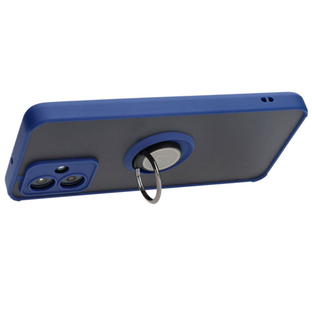 Etui z uchwytem na palec Bizon Case Hybrid Ring do Motorola Moto G54 5G/G54 Power, przydymione z granatową ramką