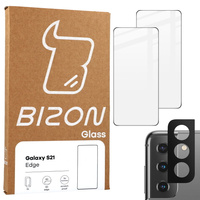 2x Szkło + szybka na aparat Bizon Edge Pack do Galaxy S21 5G