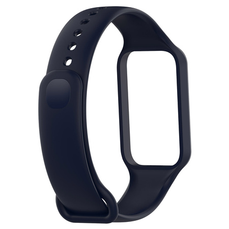 Etui z paskiem Bizon Strap + Case Watch Dots do Xiaomi Redmi Smart Band 2 / Xiaomi Mi Band 8 Active, granatowe