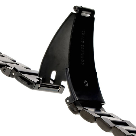 Pasek ze stali nierdzewnej do smartwatcha, Bizon Strap Watch Aura, QuickFit 22 mm, czarny