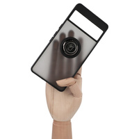 Etui z uchwytem na palec Bizon Case Hybrid Ring do Google Pixel 7 Pro, przydymione z czarną ramką