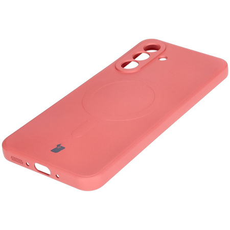 Silikonowe etui z pierścieniem magnetycznym Bizon Case Silicone Magnetic Sq do Galaxy A26 5G, brudnoróżowe