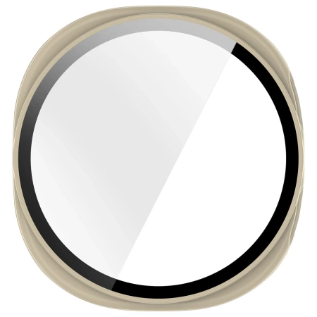 Etui ze szkłem do zegarka Bizon Case+Glass Watch do Samsung Galaxy Watch 8 44 mm, beżowe