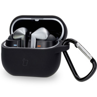 Silikonowe etui z karabińczykiem Bizon Case Headphone Silicone do Galaxy Buds 3/3 Pro/3 FE, czarne