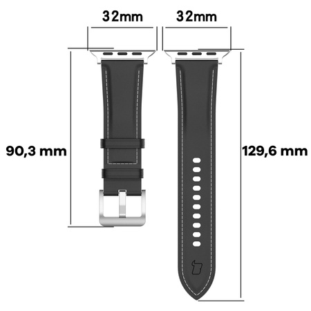 Skórzany pasek Bizon Strap Watch Casual do Apple Watch 38/40/41mm/S10 42mm, czarny