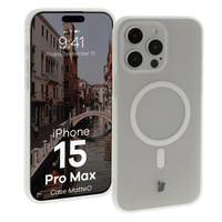 Etui z pierścieniem magnetycznym Bizon Case MatteO do iPhone 15 Pro Max, półprzezroczyste