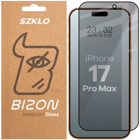Prywatyzujące szkło hartowane Bizon Glass Edge Shadow do Galaxy A16 4G/5G, przyciemniane z czarną ramką