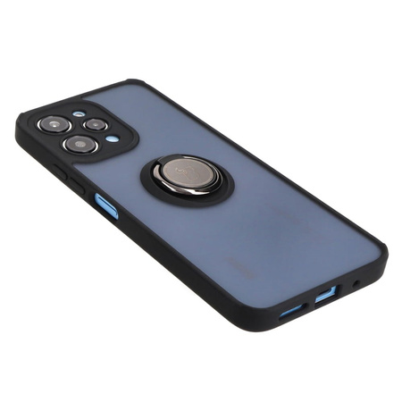 Etui z uchwytem na palec Bizon Case Hybrid Ring do Xiaomi Redmi 12, przydymione z czarną ramką