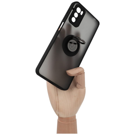 Etui z uchwytem na palec Bizon Case Hybrid Ring do Motorola Moto G42 , przydymione z czarną ramką