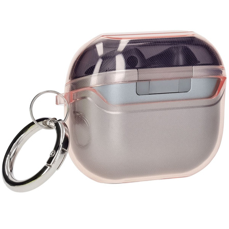 Elastyczne etui z karabińczykiem Bizon Case Headphone Clear do Galaxy Buds 3/3 Pro/3 FE przeźroczysto-różowe