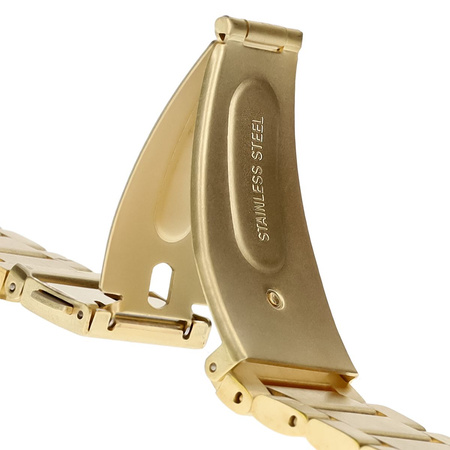 Pasek ze stali nierdzewnej do smartwatcha, Bizon Strap Watch Aura, Quick Release 18 mm, złoty