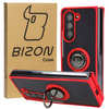 Etui z uchwytem na palec Bizon Case Hybrid Ring do Galaxy Z Fold5, przydymione z czerwoną ramką
