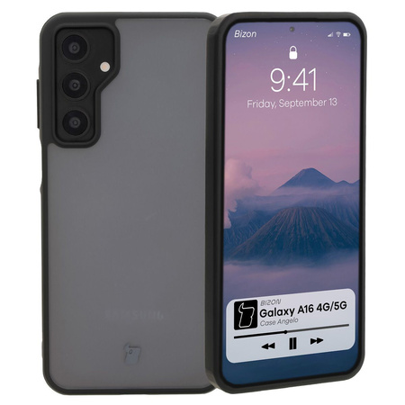 Etui Bizon Case Angelo do Galaxy A16 4G/5G, półprzezroczyste z czarną ramką