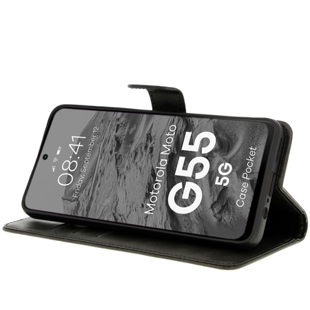 Etui z klapką Bizon Case Pocket do Motorola Moto G55 5G, czarne