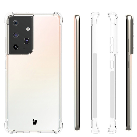 Etui + 2x folia + obiektyw Bizon Case Clear Pack do Galaxy S21 Ultra, przezroczyste