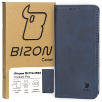 Etui z klapką Bizon Case Pocket Pro do iPhone 15 Pro Max, granatowe