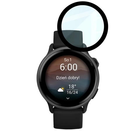 Szkło hybrydowe Bizon Glass Watch Edge Hybrid dla Garmin Vivoactive 6, czarne
