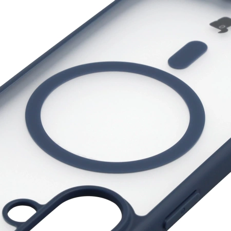 Etui z pierścieniem magnetycznym Bizon Case MatteO do iPhone 17, przydymione-granatowe
