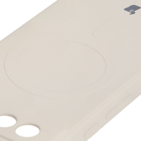 Silikonowe etui z pierścieniem magnetycznym Bizon Case Silicone Magnetic Sq do Google Pixel 8a, beżowe