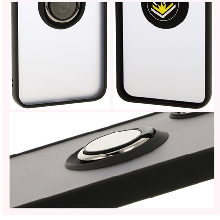 Etui z uchwytem na palec Bizon Case Hybrid Ring do Galaxy A16 4G/5G, przydymione z czarną ramką