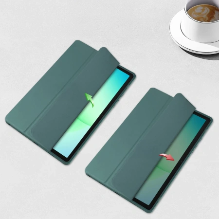 Etui z klapką Bizon Case Tab Clear Matt do Galaxy Tab A11 Plus / A9 Plus, ciemnozielone