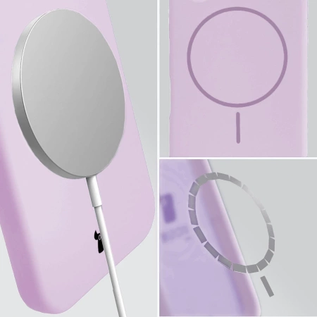 Silikonowe etui z pierścieniem magnetycznym Bizon Soft Case Magnetic do iPhone 15, jasnofioletowe