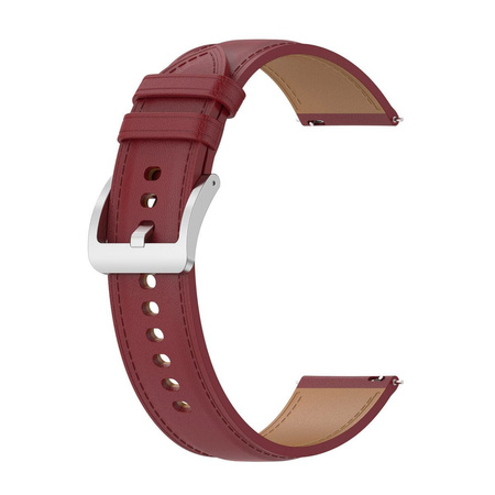 Pasek skórzany do smartwatcha, Bizon Strap Watch Casual, Quick Release 22 mm, bordowy
