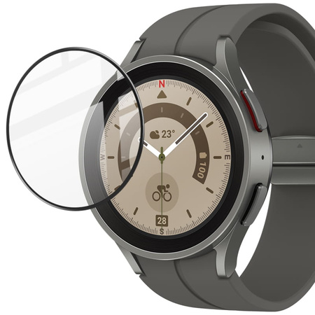 Szkło hybrydowe Bizon Glass Edge dla Galaxy Watch 5 Pro 45 mm, czarne