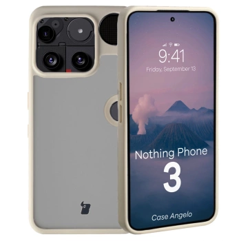 Etui Bizon Case Angelo do Nothing Phone (3), półprzezroczyste z beżową ramką