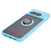 Etui z uchwytem na palec Bizon Case Hybrid Ring do Google Pixel 8 Pro, przydymione z jasnoniebieską ramką