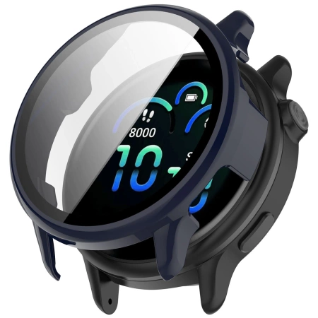 Etui ze szkłem do zegarka Bizon Case Watch Adamo do Garmin Vivoactive 6, niebieskie