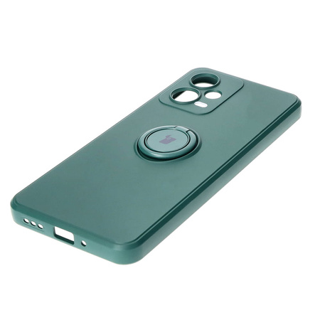 Etui Bizon Case Silicone Ring Sq do Xiaomi Redmi Note 12 5G/Poco X5, ciemnozielone