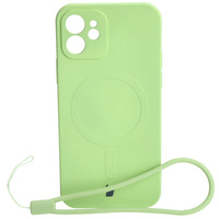 Etui silikonowe z pierścieniem magnetycznym Bizon Case Silicone Magnetic do iPhone 12, jasnozielone