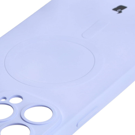 Etui silikonowe z pierścieniem magnetycznym Bizon Case Silicone Magnetic do iPhone 14 Pro Max, jasnofioletowe