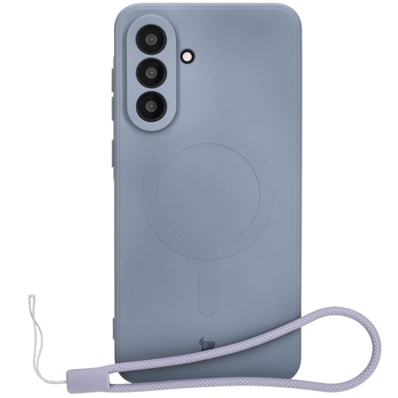 Silikonowe etui z pierścieniem magnetycznym Bizon Case Silicone Magnetic Sq do Galaxy A56 5G, szare