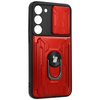 Etui Bizon Case Camshield Card Slot Ring do Galaxy S23 Plus, czerwone