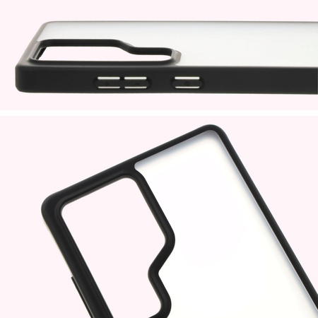 Etui Bizon Case Angelo do Galaxy S25 Ultra, półprzezroczyste z czarną ramką