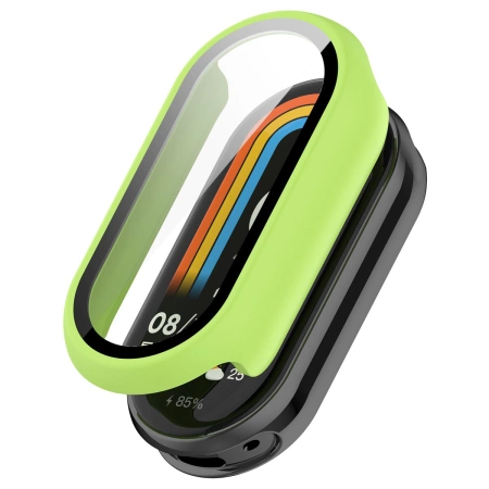Etui ze szkłem do zegarka Bizon Case Watch Adamo do Xiaomi Smart Band 10, jasnozielone