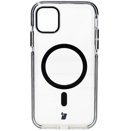 Etui z pierścieniem magnetycznym Bizon Case Marco do iPhone 11, przezroczyste z czarną ramką
