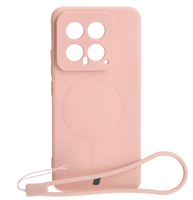 Etui Bizon Case Silicone Magnetic Sq do Xiaomi 14, jasnoróżowe