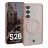 Etui z pierścieniem magnetycznym Bizon Case MatteO do Galaxy S26, przydymione-jasnoróżowe