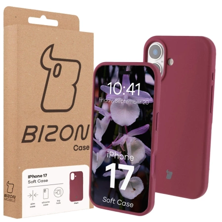 Silikonowe etui Bizon Soft Case do iPhone 17, ciemnofioletowe