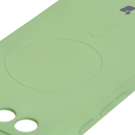 Silikonowe etui z pierścieniem magnetycznym Bizon Case Silicone Magnetic Sq do Google Pixel 8a, jasnozielone