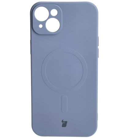 Etui silikonowe z pierścieniem magnetycznym Bizon Case Silicone Magnetic do iPhone 15 Plus, szare
