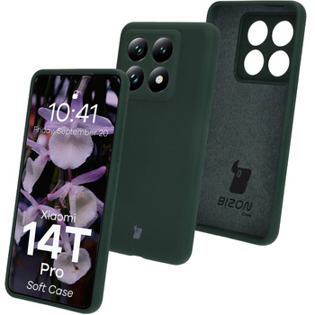 Silikonowe etui Bizon Soft Case do Xiaomi 14T Pro, ciemnozielone