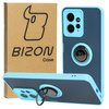 Etui z uchwytem na palec Bizon Case Hybrid Ring do Xiaomi Redmi Note 12 4G, przydymione z jasnoniebieską ramką