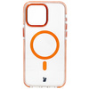 Etui z pierścieniem magnetycznym Bizon Case Marco do iPhone 15 Pro Max, przezroczyste z pomarańczową ramką
